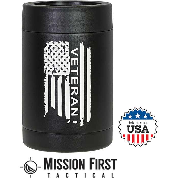 Mission First Tactical USMC 12oz Can Cooler Black White - View 2