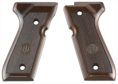Beretta JG92FSW Walnut Grips Checkered with Medallion for 92/M9 Series - View 2