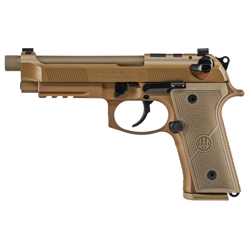 Beretta M9A4 9mm Luger 5.10" Threaded Barrel 18+1, FDE Cerakote Polymer Frame, Steel Optic Cut Slide, Polymer Grip - View 2