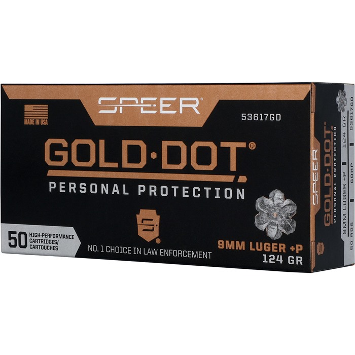 SPEER GOLD DOT HANDGUN PP 9MM LUGER +P 124GR HP 1220 FPS 50/BOX - View 3