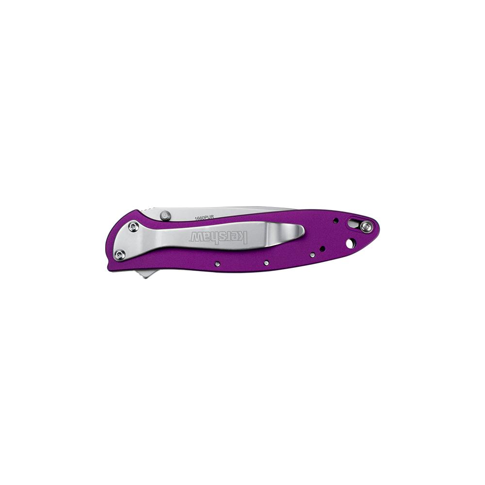 Kershaw 1660PUR Leek Knife 3 in Drop Point Blade Purple Aluminum Handle - View 2