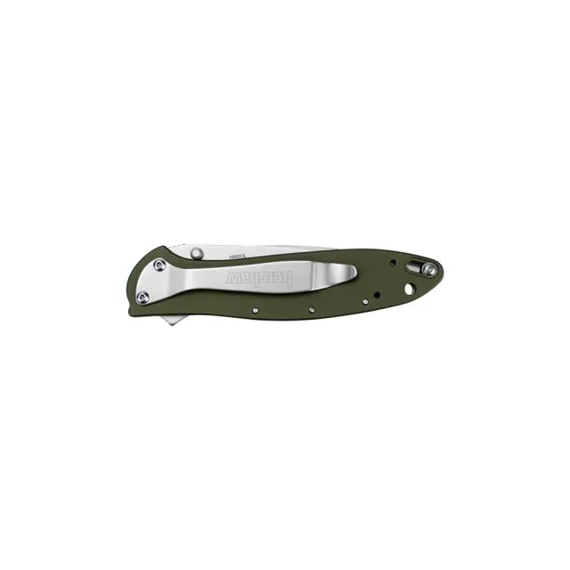 Kershaw 1660OL Leek 3" Folding Knife 14C28N Blade Olive Aluminum Handle - View 2