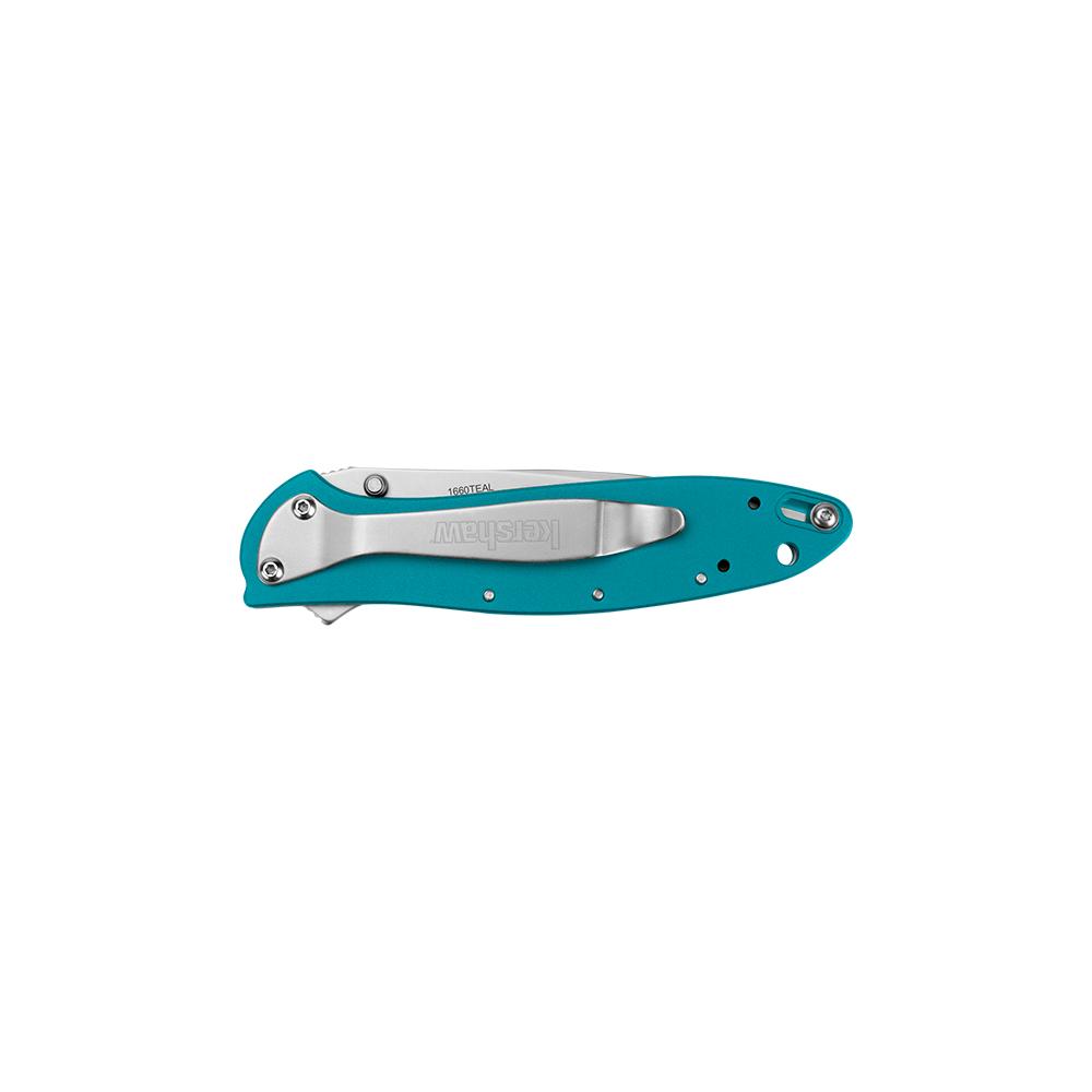 Kershaw 1660TEAL Leek 3" Folding Drop Point Plain Bead Blasted 14C28N... - View 2