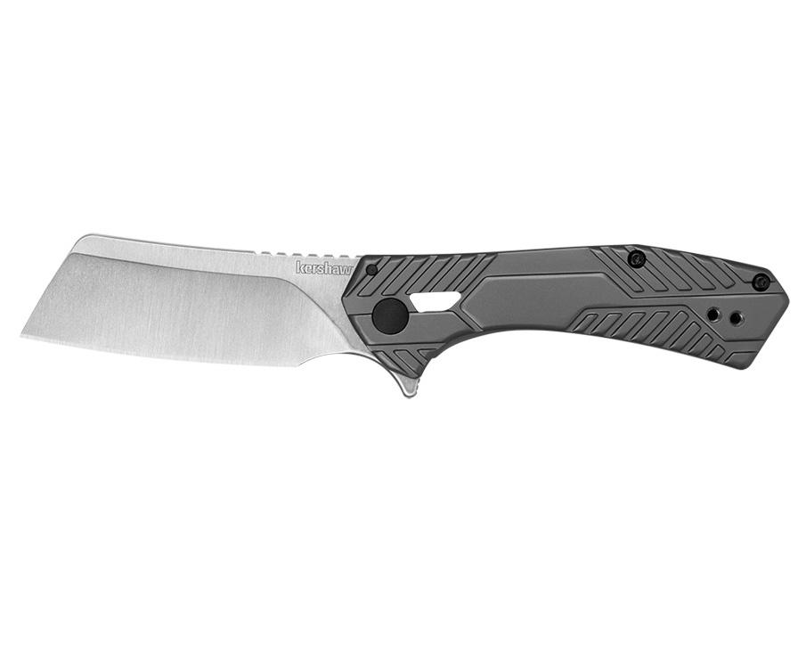 Kershaw 3445 Static 2.9" Folding Cleaver Satin Blade Gray Steel Handle - View 2