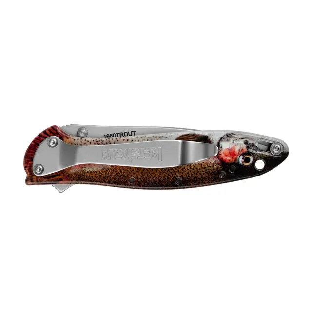Kershaw 1660TROUT Leek EDC 3" 14C28N Steel Blade, Rainbow Trout Handle - View 2