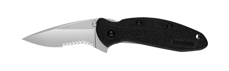 Kershaw 1620ST Scallion Knife 2.40 in Part Serrated Drop Point Black - View 2