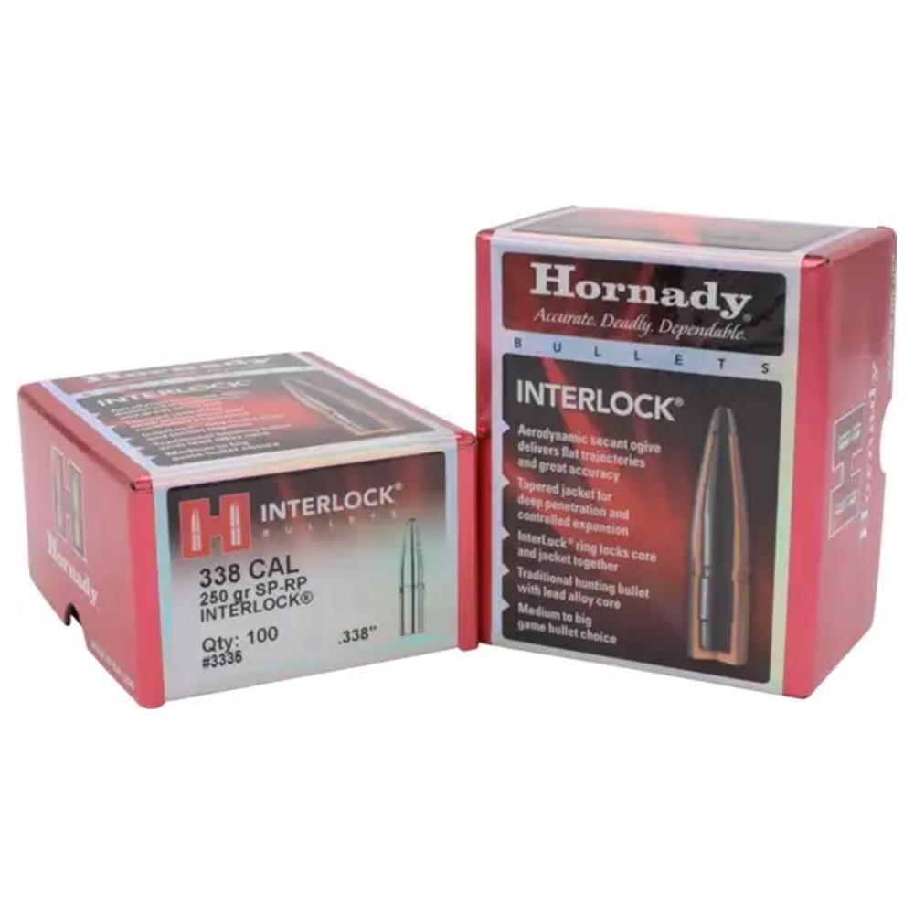 Hornady 3335 InterLock .338 Caliber 250 Grain Soft Point 100 Rounds - View 2