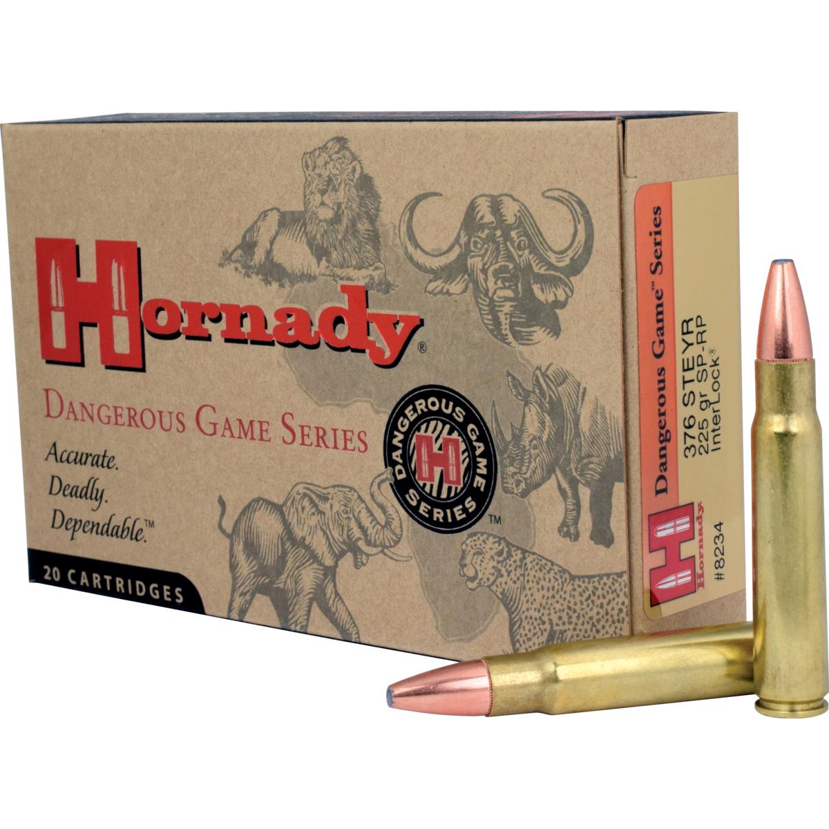 Hornady Dangerous Game .376 Steyr 225 gr SP 2600 fps Ammo - 20/box - View 2