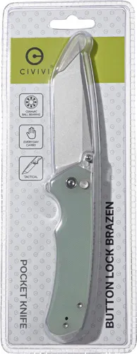 CIVIVI KNIFE BRAZEN 3" NATURAL G10 STONEWASH CLAM - View 2