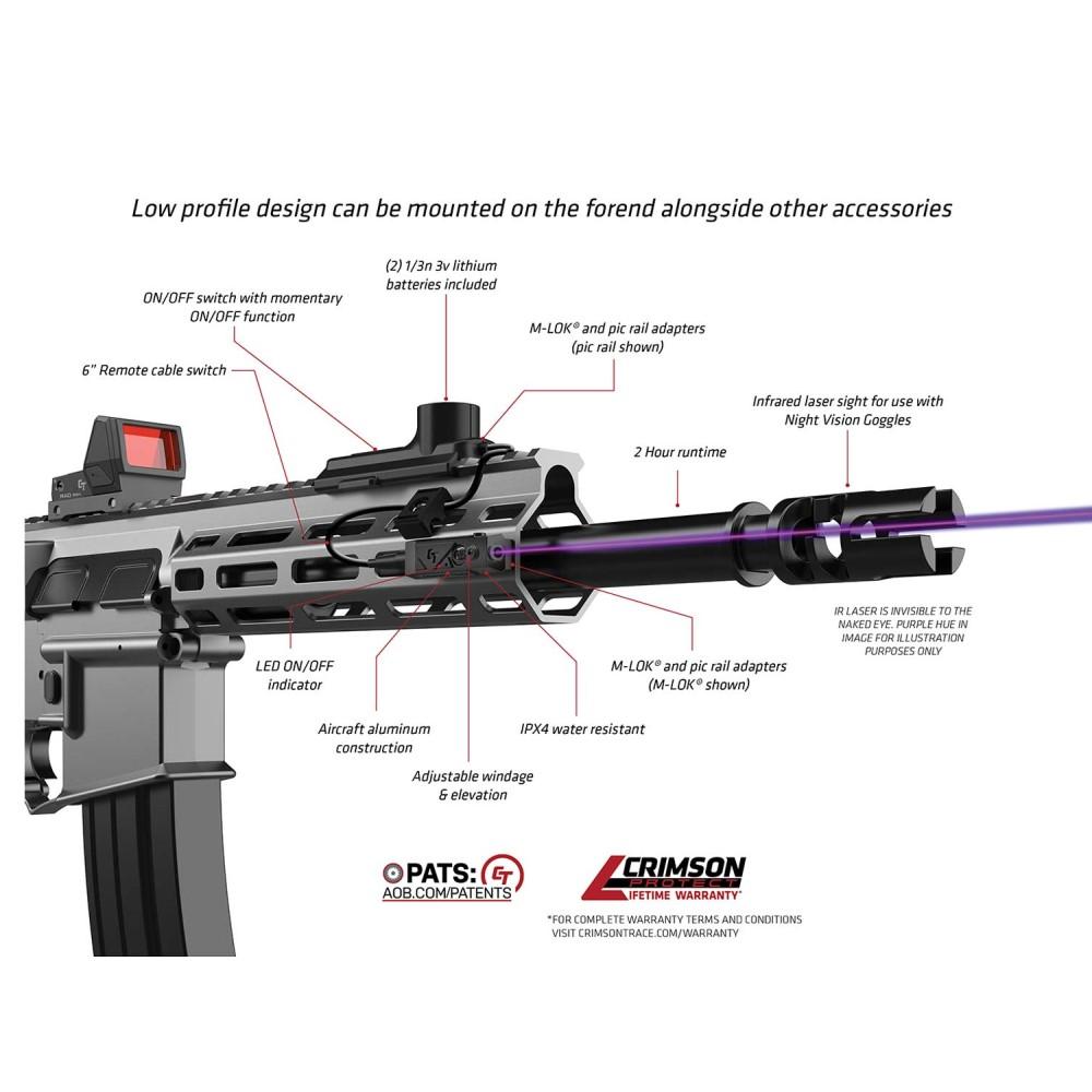 Crimson Trace Rail Master MTL Universal Grn Anodized Aluminum Fits Most MLOK & Pic Rails MTL - Modular Tactical Laser IR & Green Laser LONG GUN MLOK/PIC RAIL - View 2