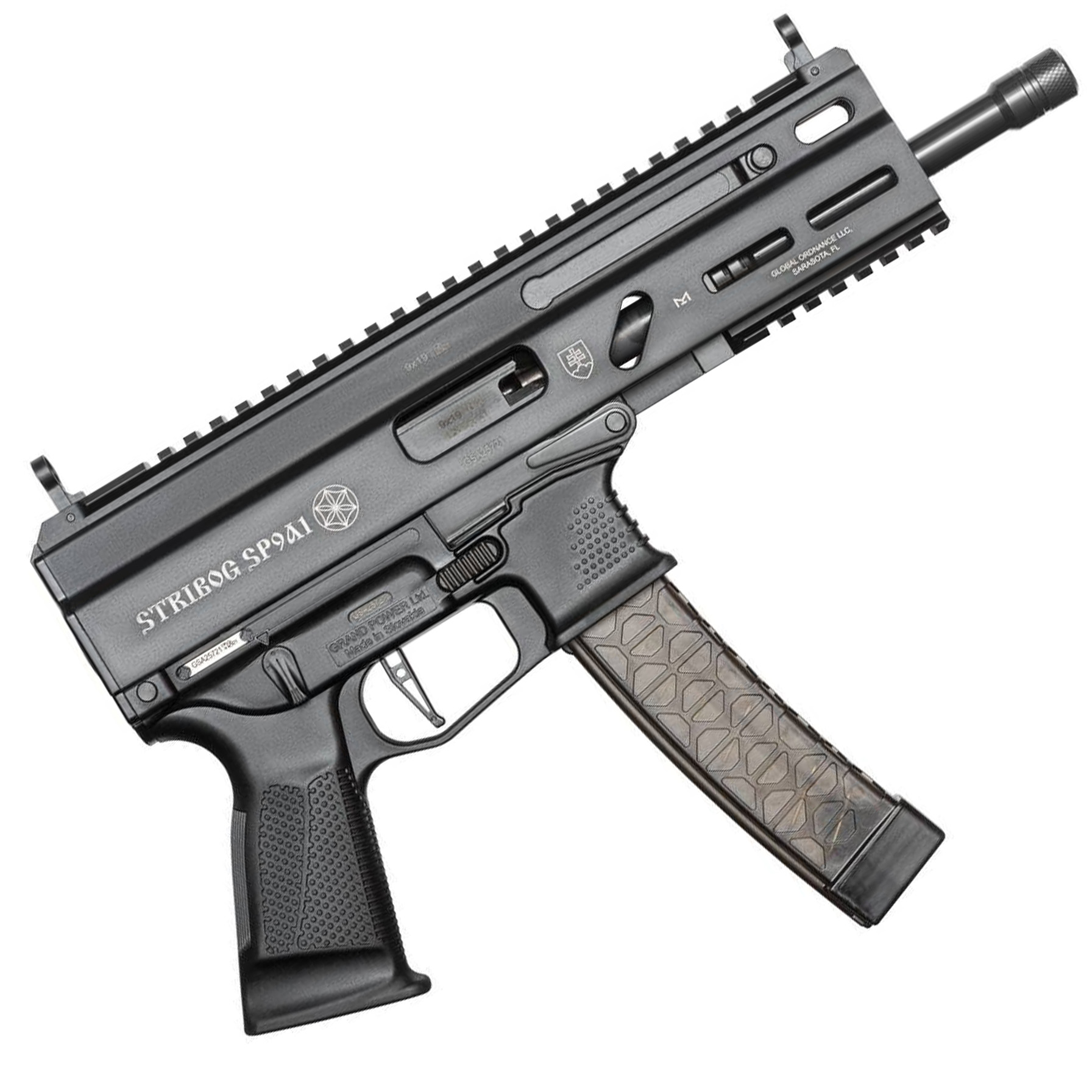 GRAND POWER STRIBOG SP9A1 9MM SUB PISTOL BLACK Direct blowback, 8" Barrel, 3x 30rd GP Mags Alloy Upper, Polymer Lower ? Black Molded hard carrying case - View 2