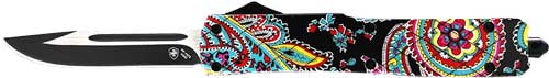 Templar MQT331 Slim OTF Knife 3.1" Black Drop Point Quilt Design - View 2