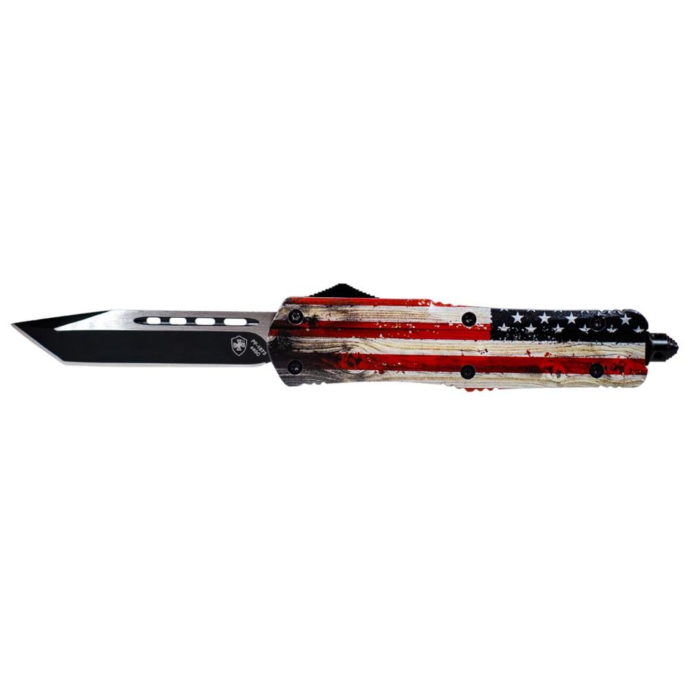 Templar M-WUS-23-1 OTF Slim Wood US Flag Tanto Black 3.5" Blade - View 2
