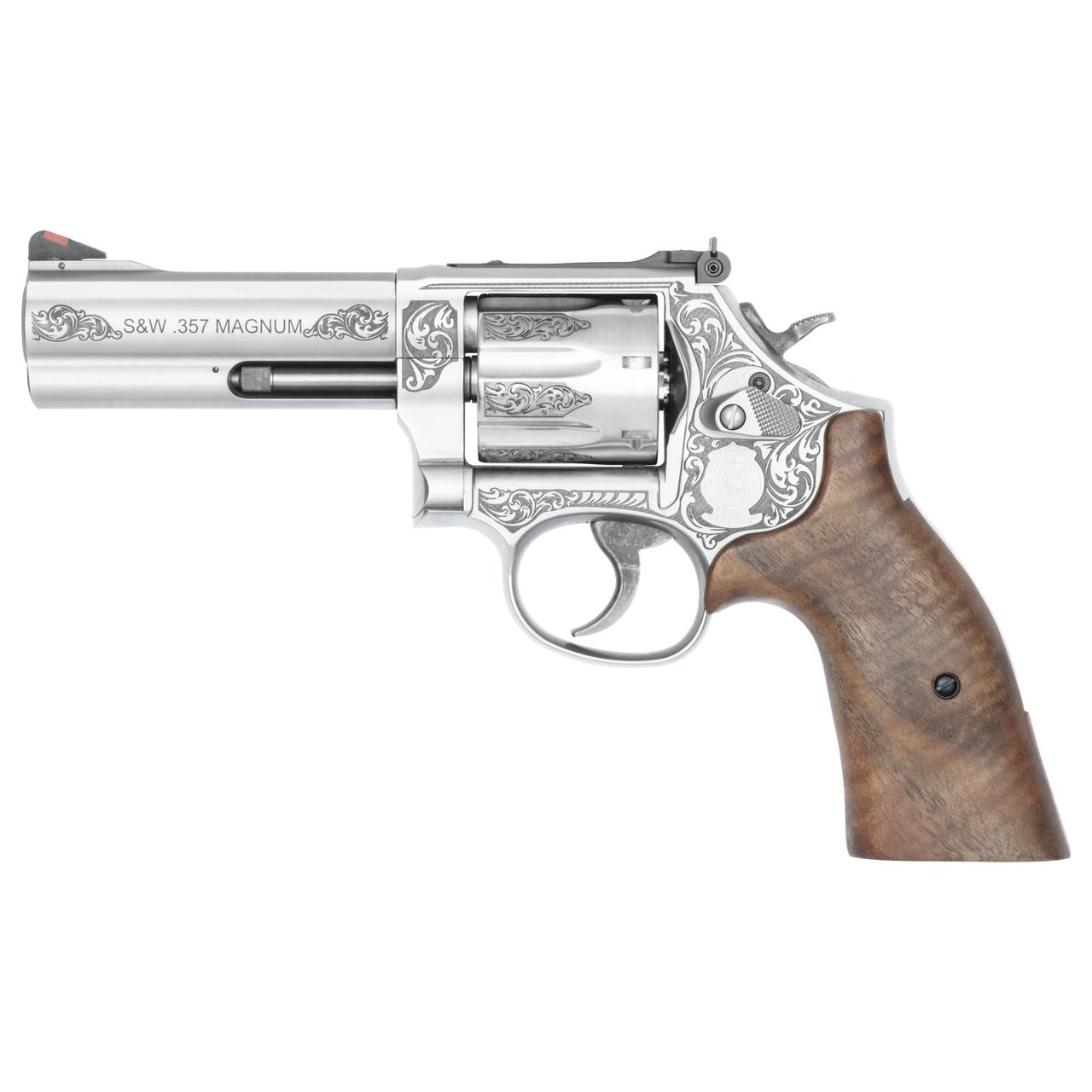 S&W 686PLUS ENGRAVED 4.13" 357 7-SHOT WOOD GRIPS SS - View 2