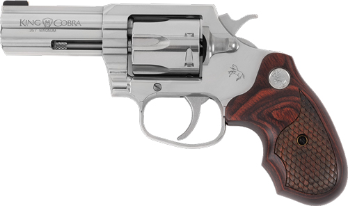 Colt King Cobra 357 Mag 6rd 3" Revolver Stainless Steel Snakescale Wood Bead Sight - View 2