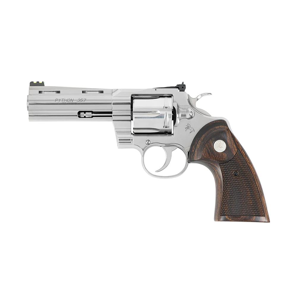 Colt Python .357 Magnum 4.25" Stainless Barrel, Walnut Grips, Green Fiber Optic, 6-Round - View 2