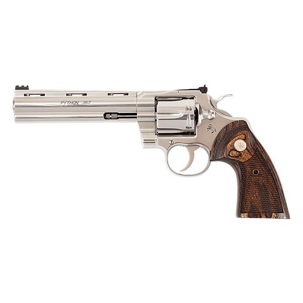 Colt PYTHON-SP6WFT-G Revolver 357 6" Green Fiber Optic Stainless/Walnut - View 2