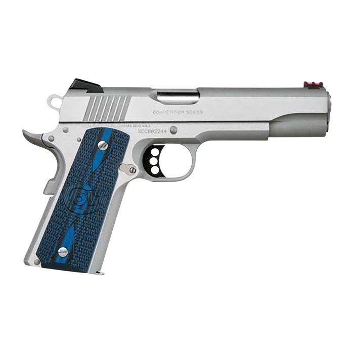 Colt O1072CCS 1911 Competition 9mm Luger 5" Stainless Steel Finish Frame & Slide, Scalloped Blue Checkered G10 Grip, National Match Barrel & 70 Series Firing System - View 2