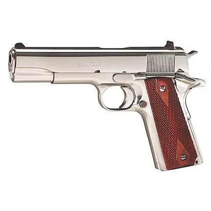 Colt O1070BSTS 1911 Govt 45 ACP 5" Barrel 7+1 Stainless Steel Frame Serrated Slide Redwood Grip - View 2