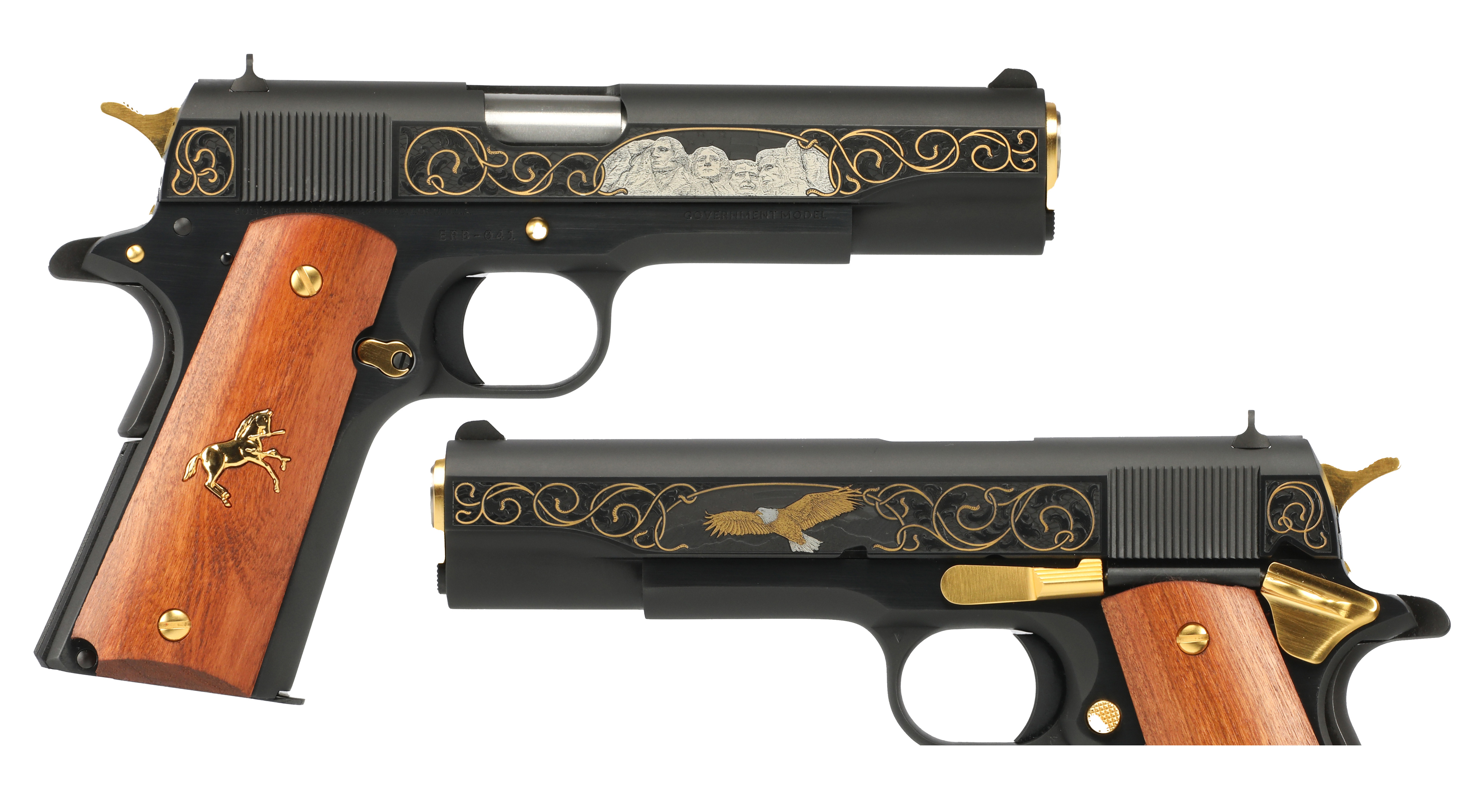 Colt O1911C-ERB Semi-Auto 1911 Pistol 45 AUTO 7+1 Blue Wood Grips - View 2