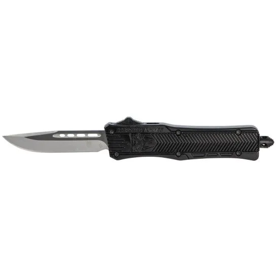 CobraTec SBCTK-1SDNS 2.75" Drop Point OTF Knife, D2 Steel, Black Handle - View 2