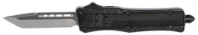 CobraTec SBCTK-1STNS 2.75" Tanto Plain Edge OTF Knife, D2 Steel, Black Handle - View 2