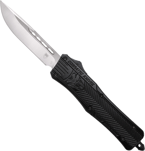 CobraTec MBCTK-1MDNS 3" Drop Point OTF Knife, D2 Steel, Black Handle - View 2