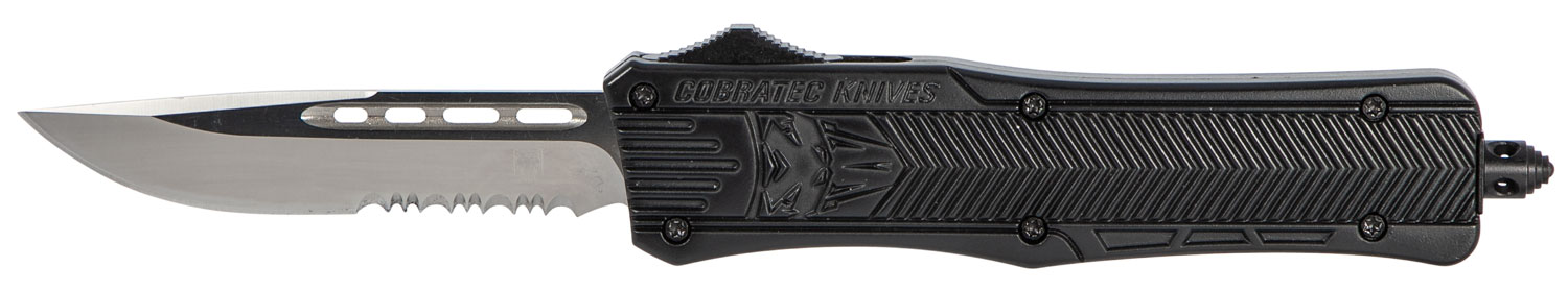 CobraTec MBCTK-1MDS 3" Drop Point Serrated OTF Knife, D2 Steel, Black Handle - View 2