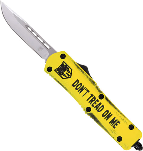 CobraTec MDTOMFS-3DNS FS-3 3" D2 OTF Knife Yellow Cerakote Handle - View 2