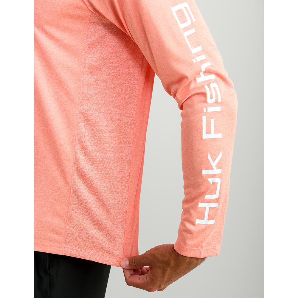 Huk H1200524-809-S Vented Pursuit Long Sleeve Shirt Fresh Salmon Heather S - View 2