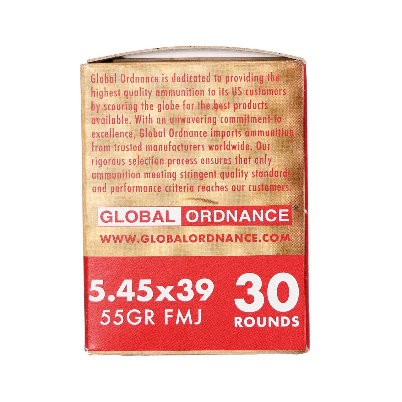 Global Ordnance 197892005456 5.45x39mm 55 Grain FMJ Brass Ammo 30 Rounds - View 2
