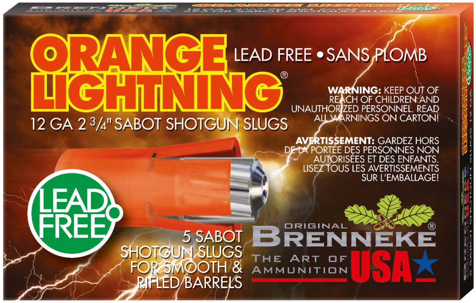 Brenneke SL-122OLN 12GA 2 3/4" 2/3 OZ Slugs 1640 FPS 5RD Box - View 2