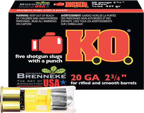 Brenneke KO Slugs 20 ga. 2 3/4 in. 3/4 oz. 5 rd. - View 2
