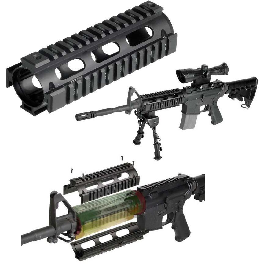 UTG Pro MTU001 Quad Rail Handguard Drop-In Aluminum Black Anodized... - View 2