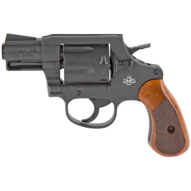 Rock Island M206 Revolver: .38 Special, 2" Barrel, 6-Round Capacity, Checkered Wood Grip, Parkerized Finish, 1:18 Twist - View 2
