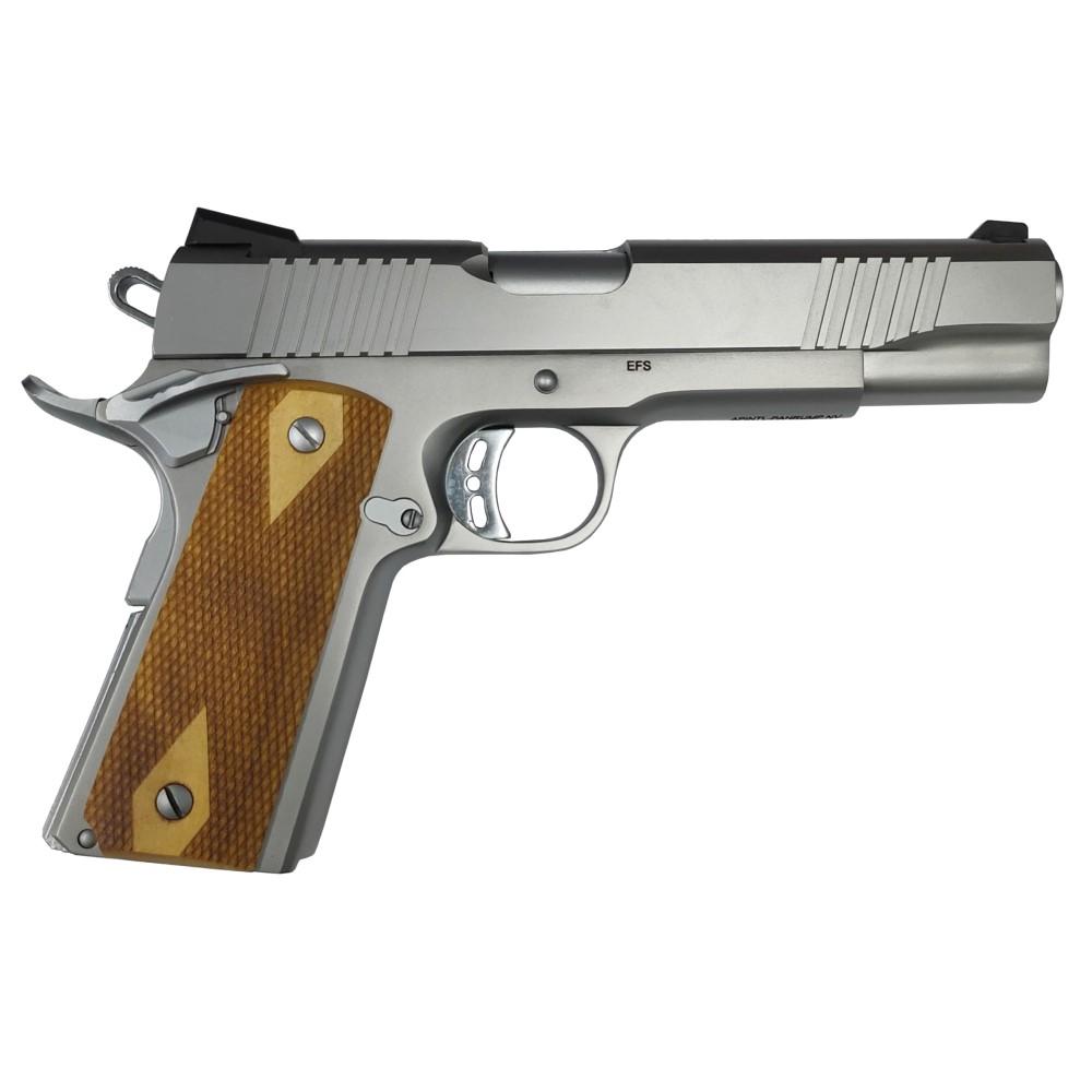 Rock Island Armory Classic Series 70, 10MM Full-Size Pistol, 5" Barrel, Stainless Steel, Matte Chrome Parts, Double Diamond Checkered Wood Grip, 8 Round Capacity - View 2