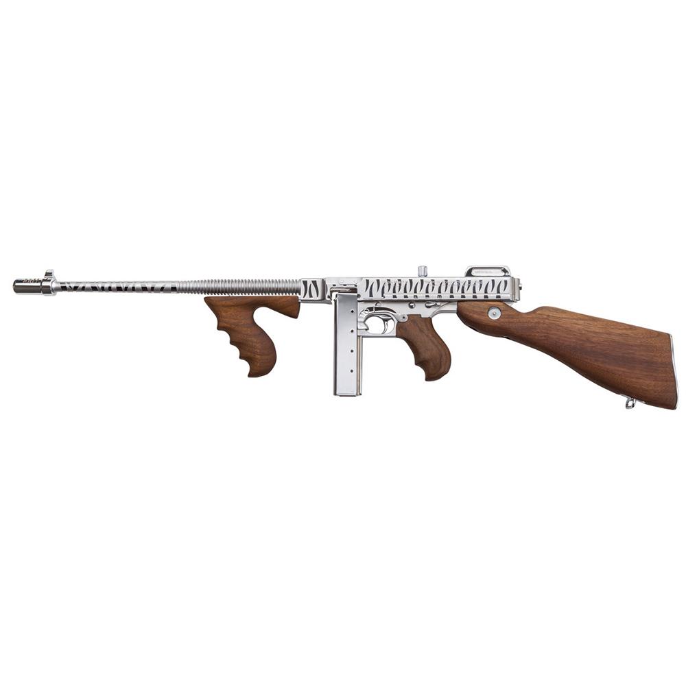 Thompson T150DCRTS Deluxe 45 ACP Rifle, 16.50" Finned Barrel, 13lbs, 41" Length, Chrome Plated Tiger Stripe Finish, Walnut Stock, 50 & 20 Round Magazines, 1-Year Warranty - View 2