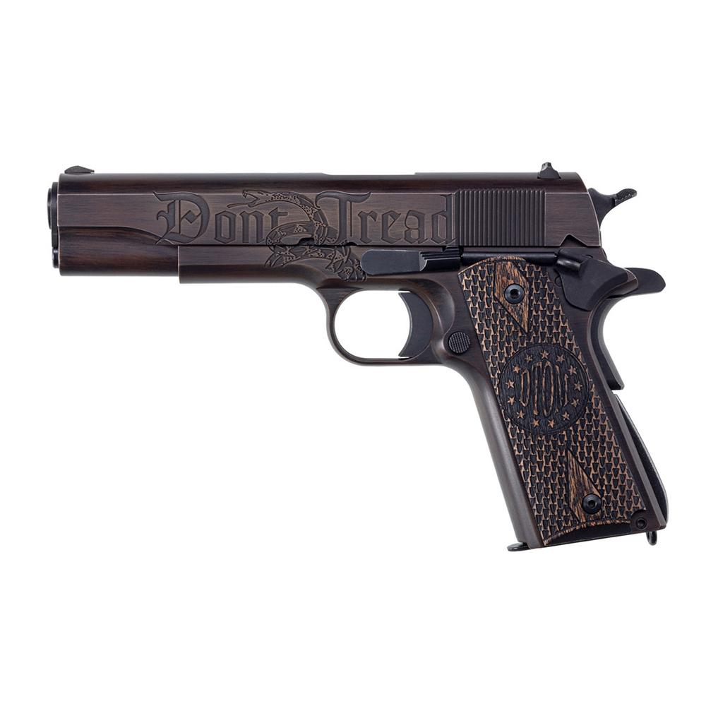 Auto Ordnance 1911BKOC6 Liberty Edition, .45 ACP, 5" Barrel, 7+1 Round, Custom Cerakote Brown/Black, Engraved Gadsden Flag, Goncalo Wood Grips - View 2