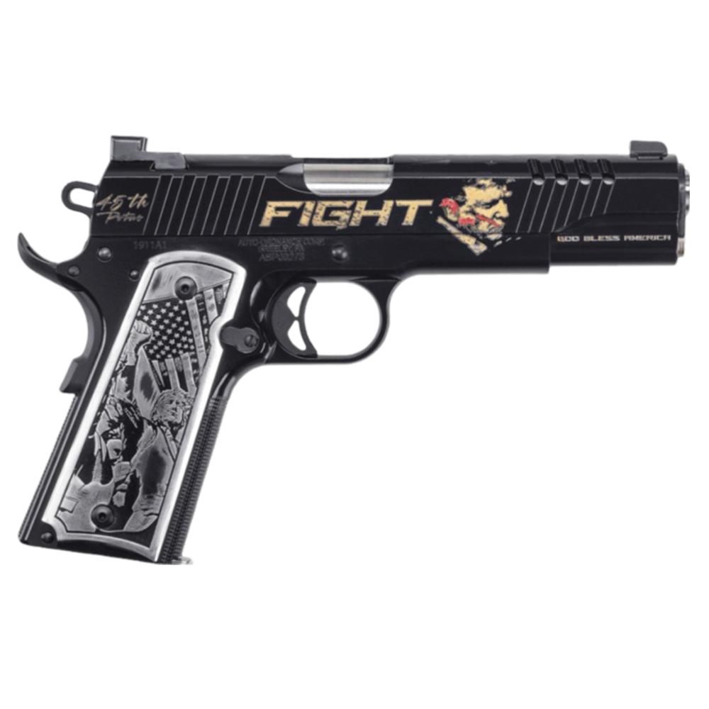 KAHR 1911TCAC18 Trump Fight 1911 .45ACP 7-Round Mag Black/Gold/USMC Red - View 2