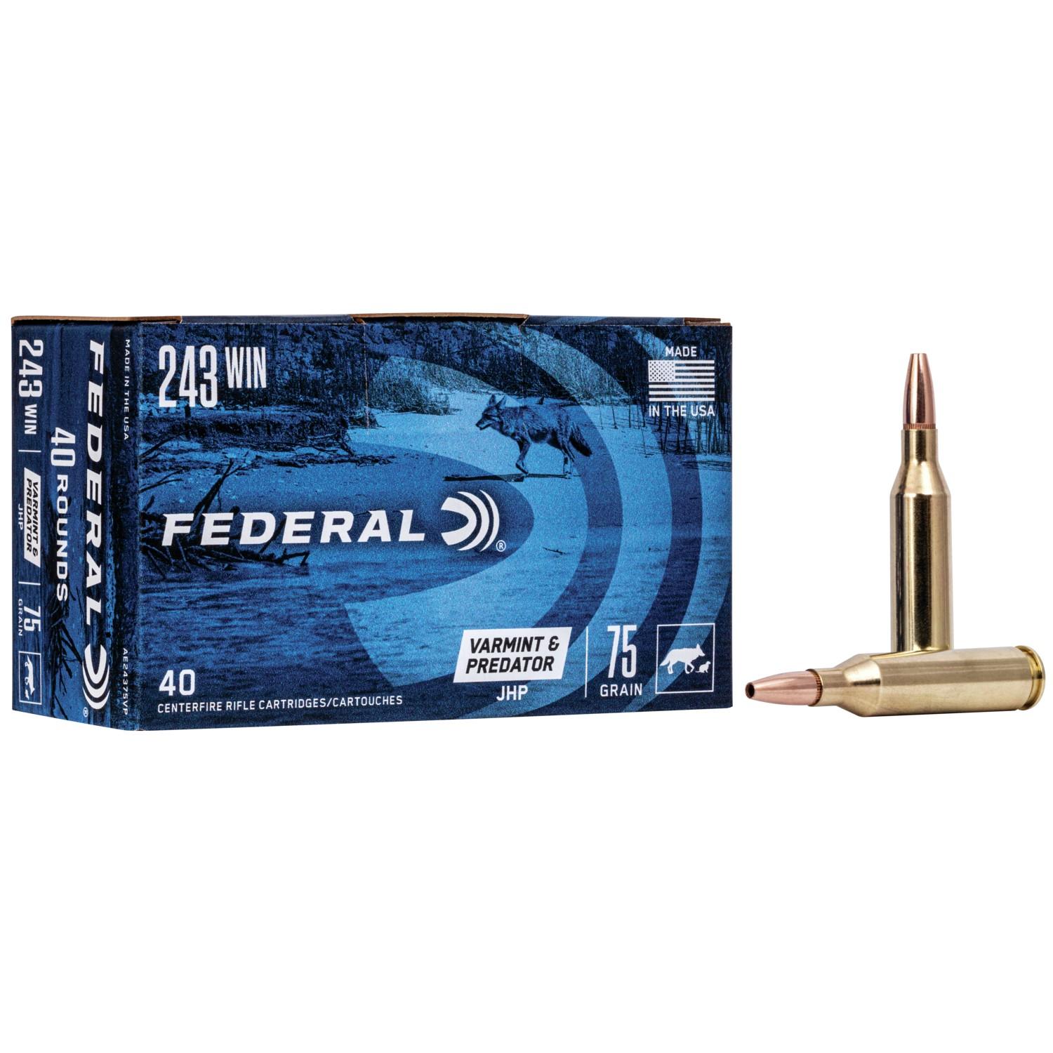 Federal AE24375VP .243 Win 75gr Jacketed Hollow Point 40 Rounds - View 2