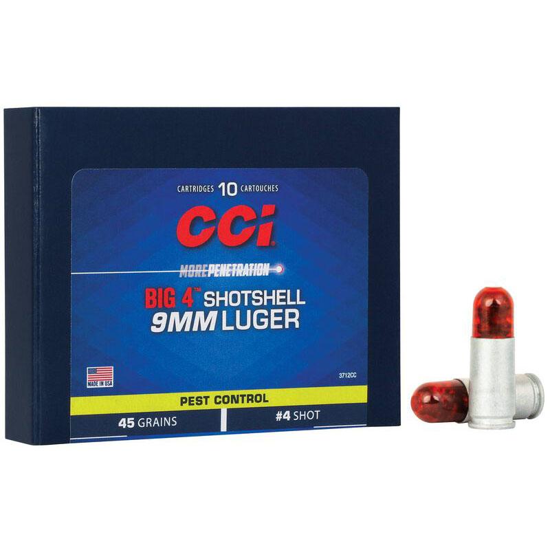 CCI 3712CC 9mm Luger 45gr #4 Lead Shot 10 Rounds Box - View 2