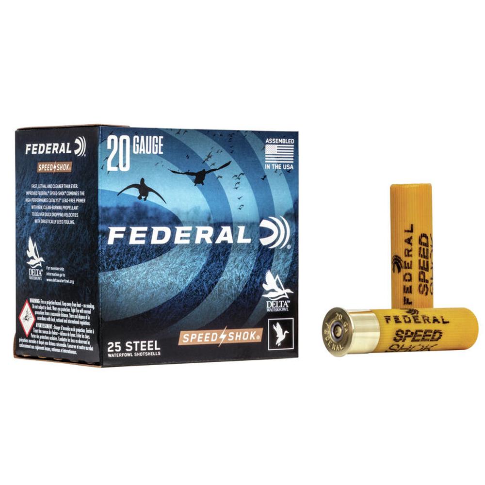 Federal Premium Speed-Shok 20 Gauge 3" 7/8oz Steel Shotshells - 25 Rounds, High-Velocity, Waterfowl Ammo - View 2