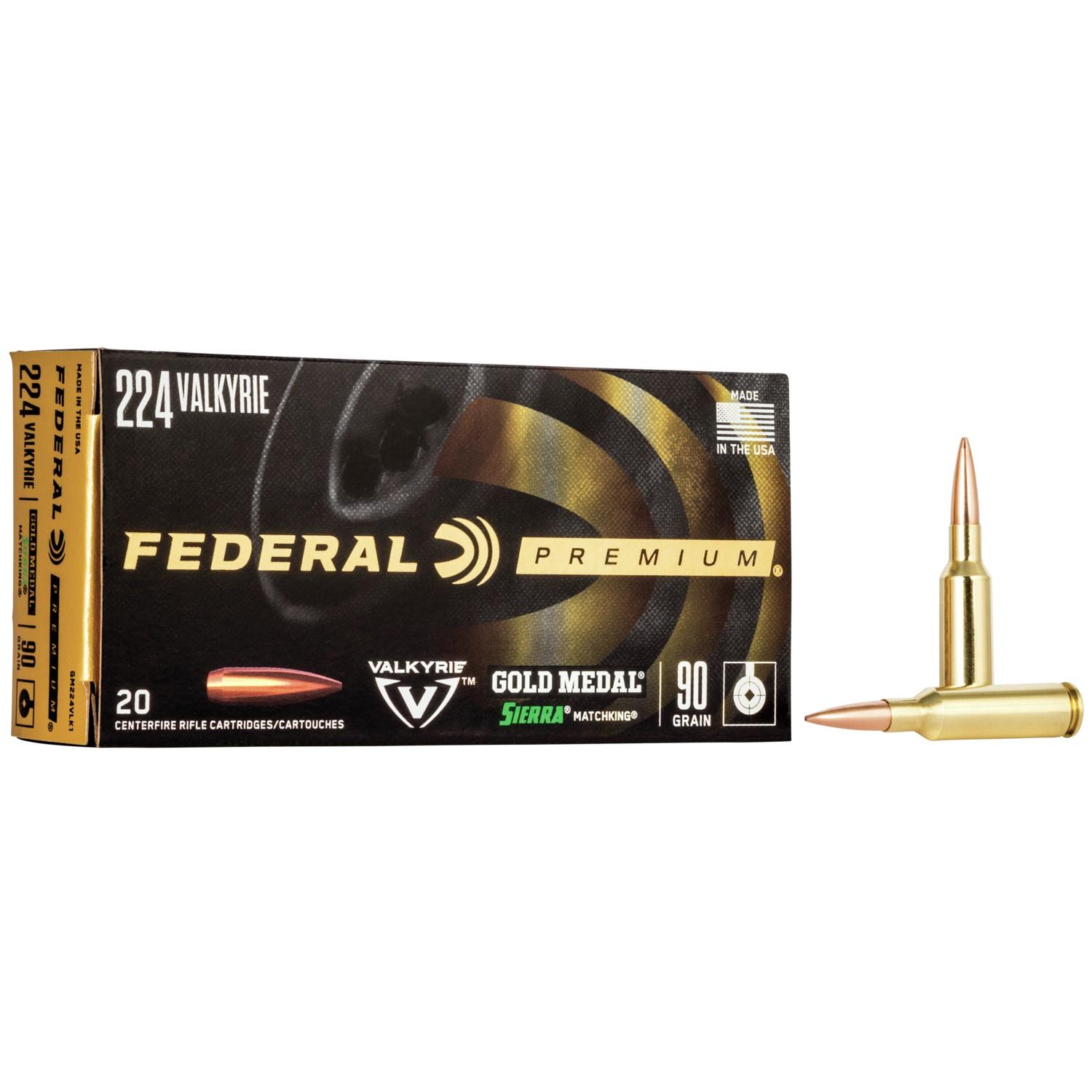 Federal Gold Medal .224 Valkyrie 90gr Sierra MatchKing BTHP Ammunition, 20 Rounds - Long-Range Accuracy, Low Recoil - View 2