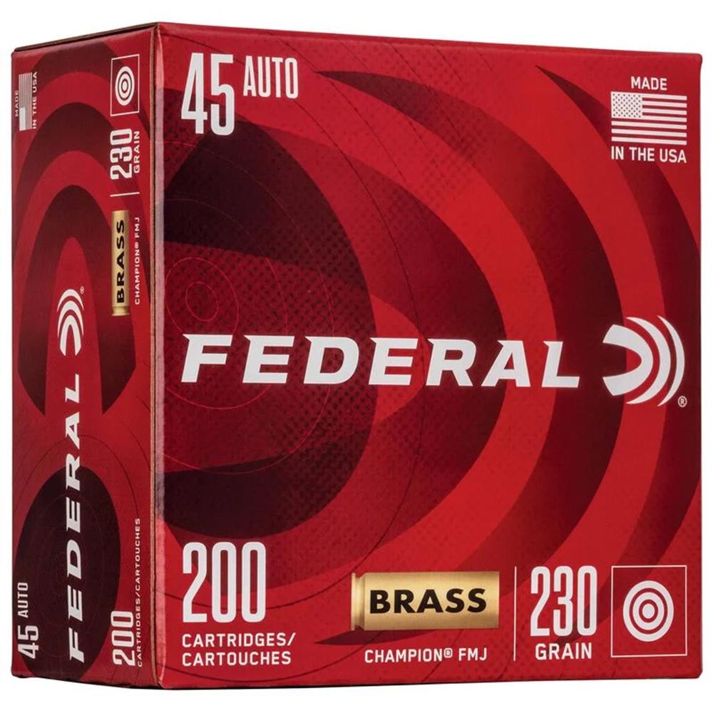 Federal Champion Training .45 Auto, 230gr Full Metal Jacket, Brass Case, 200 Rounds, Reliable Performance - View 2