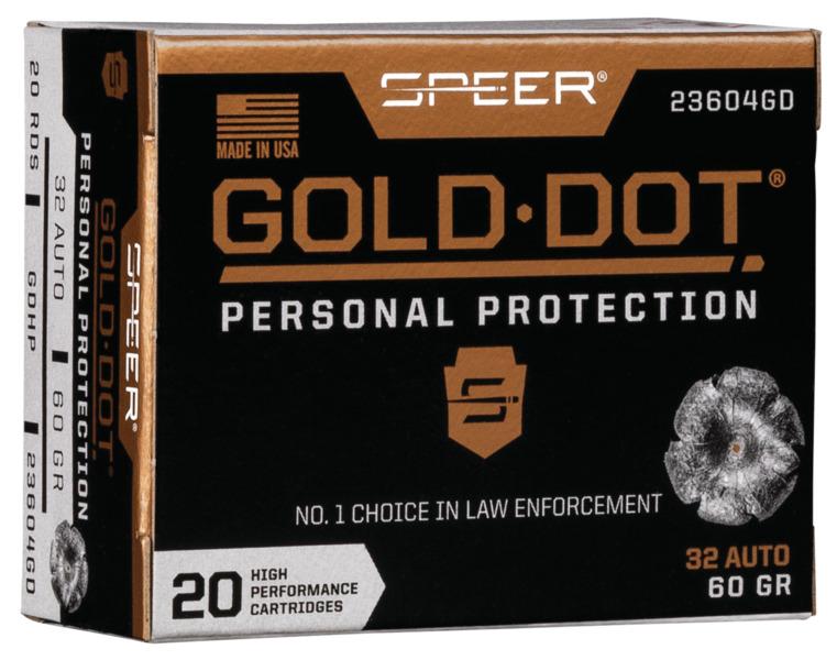 Speer 23604GD Gold Dot 32ACP 60gr Hollow Point Ammo 20/Box - View 2