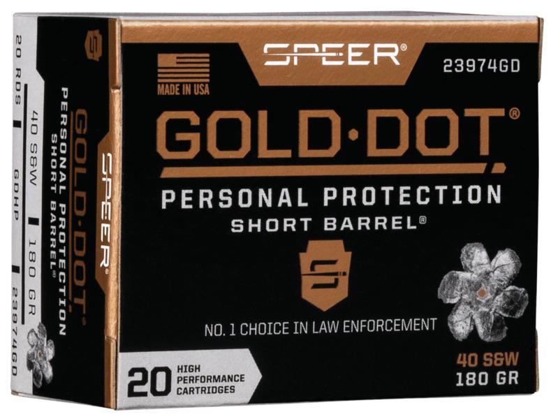 Speer 23974GD Gold Dot 40 S&W 180gr HP Short Barrel Ammo 20 Rounds - View 2