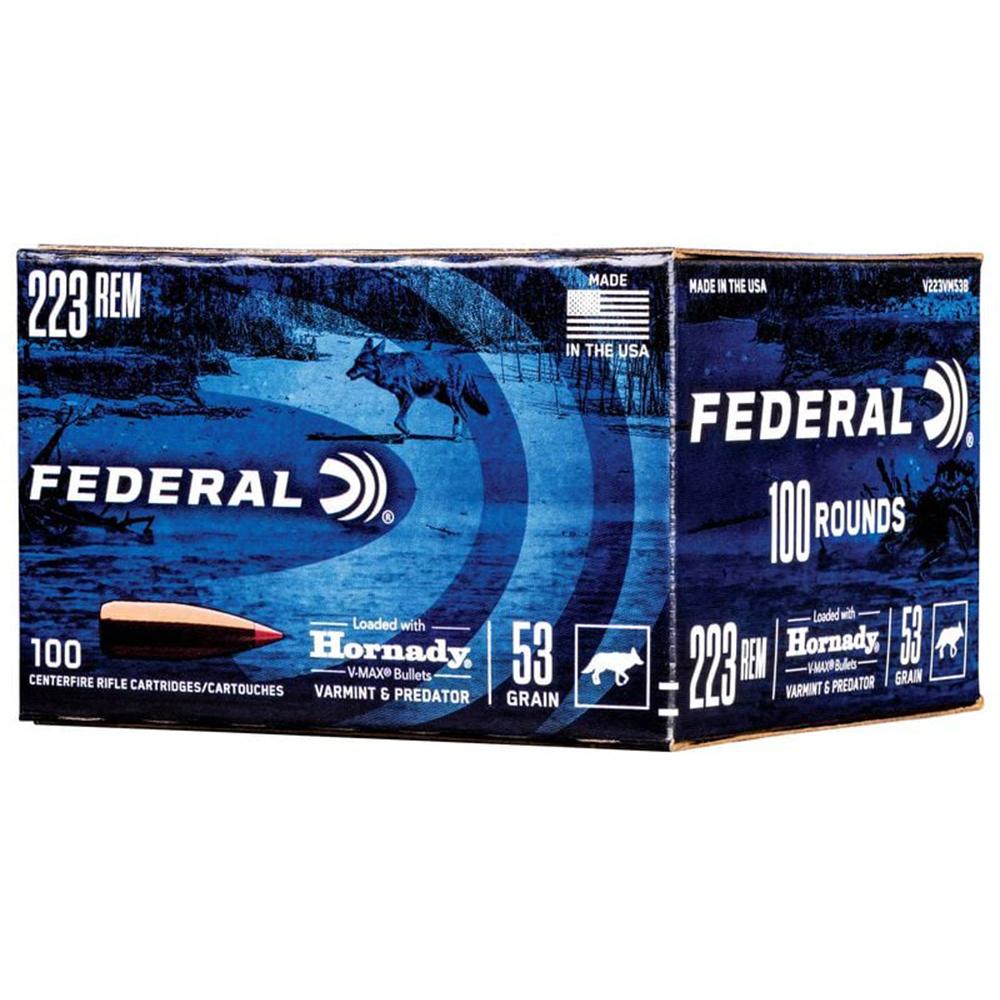 Federal Varmint & Predator V-Max 223 Remington 53Gr 20rd Box Ammo V223VM53 - View 2