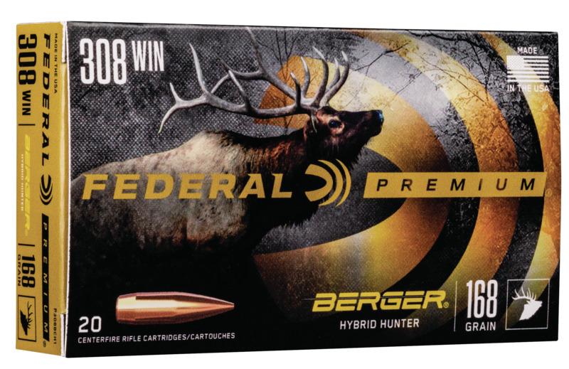 Federal P308BCH1 Premium .308 Win 168gr Berger Hybrid Hunter Ammo 20rd Box - View 2