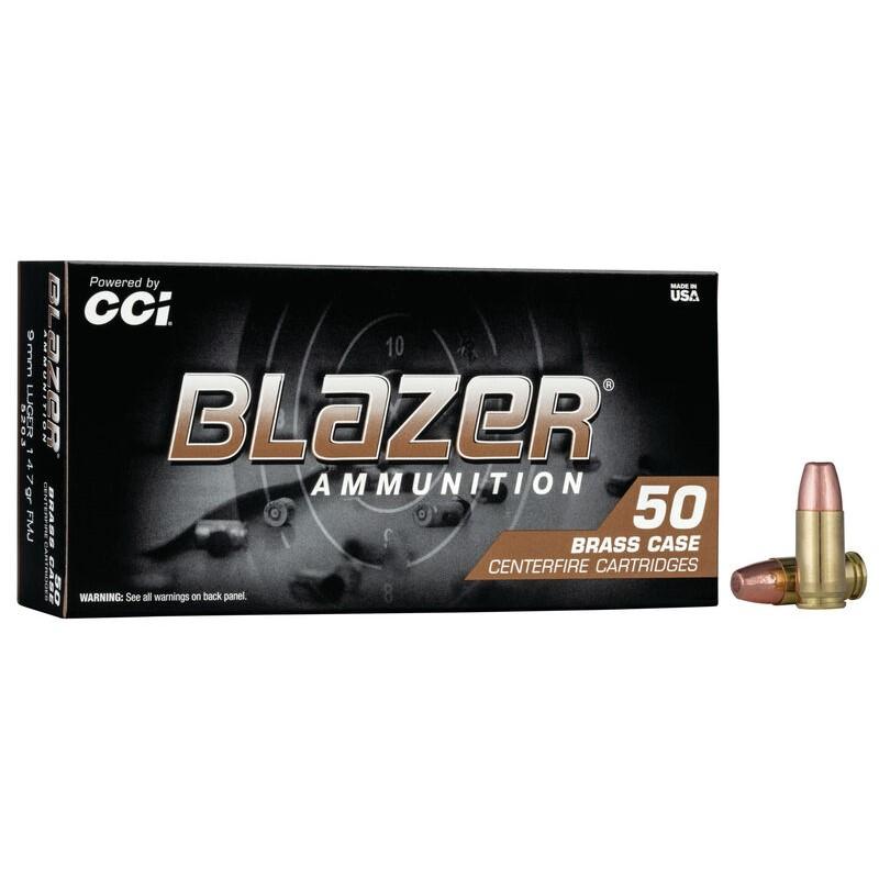 CCI 5203 Blazer Brass 9mm Luger 147 GR Full Metal Jacket 50 Bx/ 20 Cs - View 2