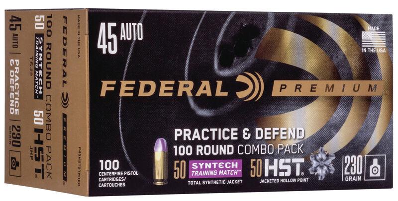 Federal P45HST2TM100: 45 Auto 230gr HST JHP/Syntech TSJ Pistol Ammunition, 100 Rounds - Ideal for Personal Defense - View 2